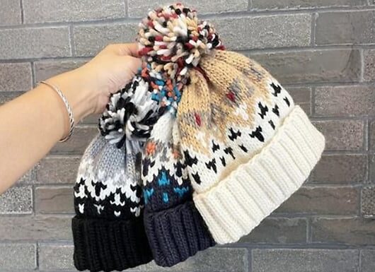 Colourful Pom-Pom Knitted Hat - 5 Colours