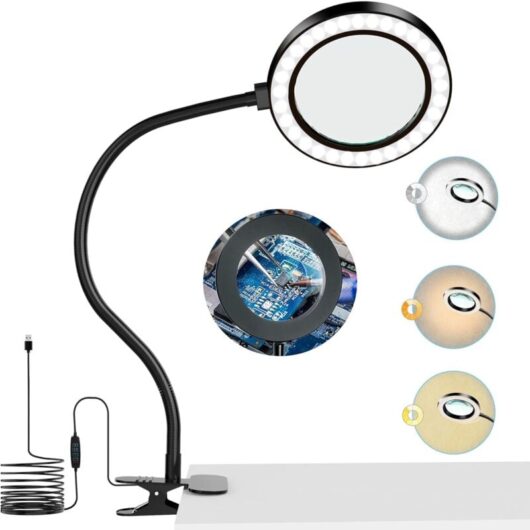 Csparkv - 8X Magnifying Glass Lamp with 72 LEDs in 3 Colors and 10 Adjustable Brightness Stand Magnifier, for Reading Newspapers, Cosmetic Magnifying