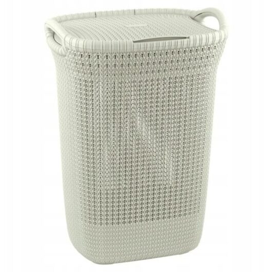 Curver Knit 57L basket with lid, cream
