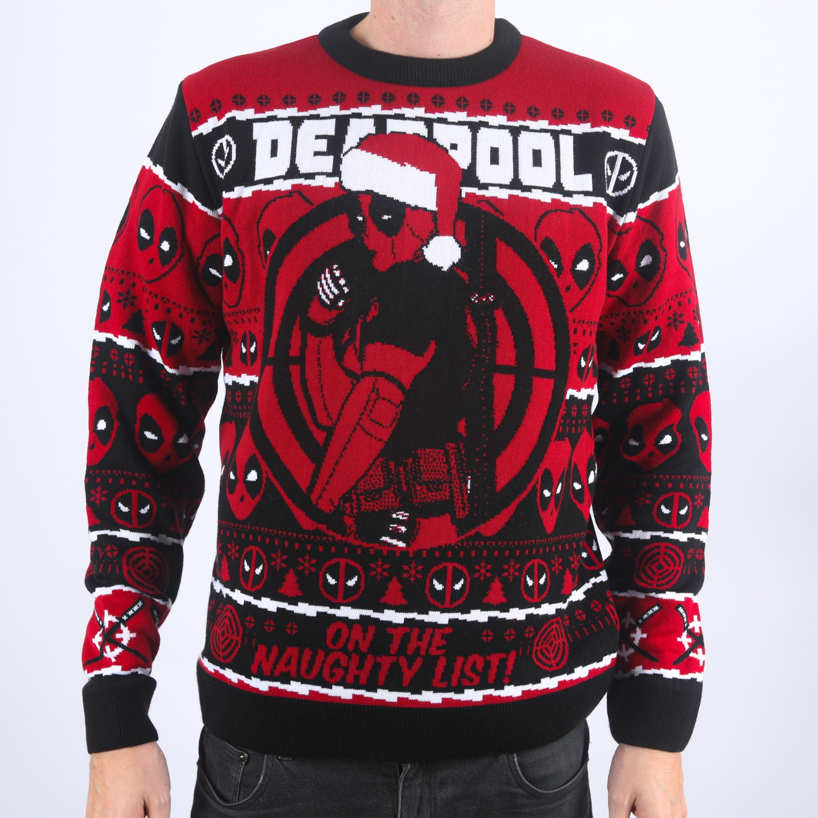 Deadpool On The Naughty List Knitted Christmas Jumper - XL