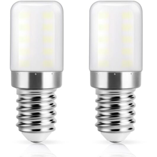 E14 LED Refrigerator Light Bulb, Cool White 6000K, 3W Replaces 30W Halogen Fridge Bulb, 300lm, Small Screw Base LED Lamp for Fridge, Range Hood,