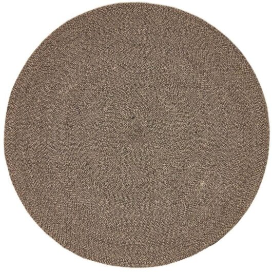 Homescapes - Linen and Black Handmade Woven Braided Rug, 120 cm Round