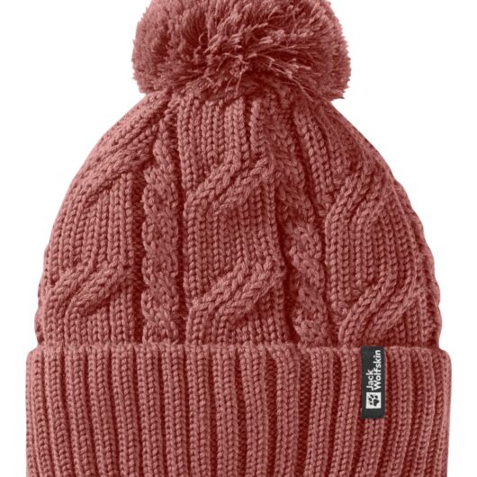 Jack Wolfskin Wool Blend Fleece Lined Pompom Hat Berry