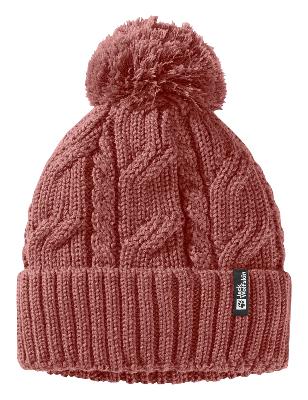 Jack Wolfskin Wool Blend Fleece Lined Pompom Hat Berry