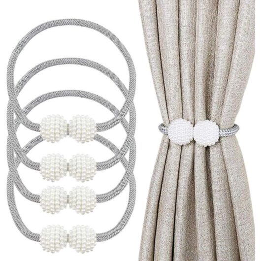 Memkey - 4 Pack 19 Inch Magnetic Curtain Tiebacks with Magnetic Ball Decorative Tie Backs for Home Office Hotel Window Decoration Pretty and