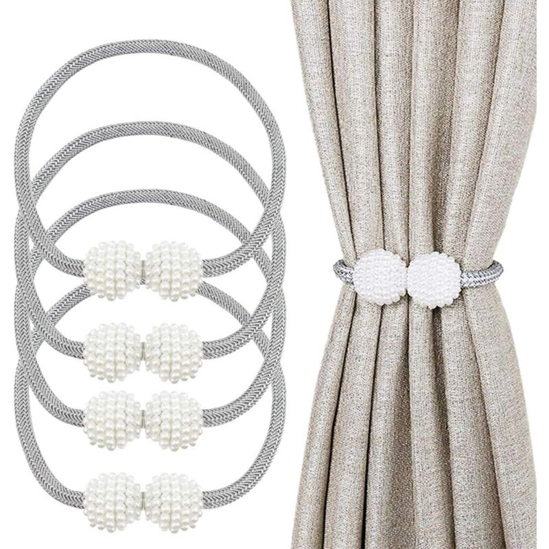 Memkey - 4 Pack 19 Inch Magnetic Curtain Tiebacks with Magnetic Ball Decorative Tie Backs for Home Office Hotel Window Decoration Pretty and