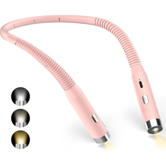Neck Reading Light, Rechargeable Reading Light in Bed, 3 Colours and 3 Adjustable Brightness Levels, 360° Foldable, usb led Reading Light for