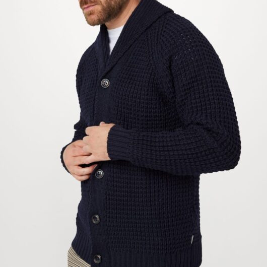 Peregrine Waffle Shawl Cardigan Navy