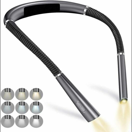 Rechargeable Neck Reading Light, Bed Reading Lamp, 3 Colors, 9 Brightness Levels, Bendable Arms, Long Battery Life, Perfect for Reading, Knitting,