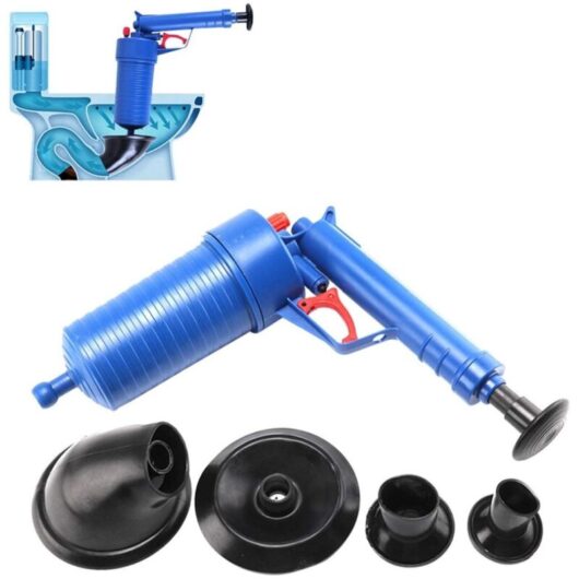 Toilet Plunger Unblocker Plunger High Pressure Toilet Sink Plunger with Adaptors Powerful Unblocking Blockage Remover Tool Effective Sewer Dredge