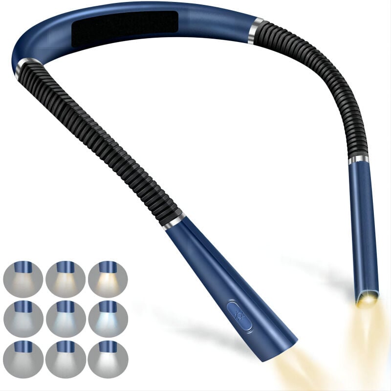 Victoria - Dual Neck Reading Light (Blue), 3 Colors & 6 Brightness Levels - Reading Light for Bed - Rechargeable Reading Lamp