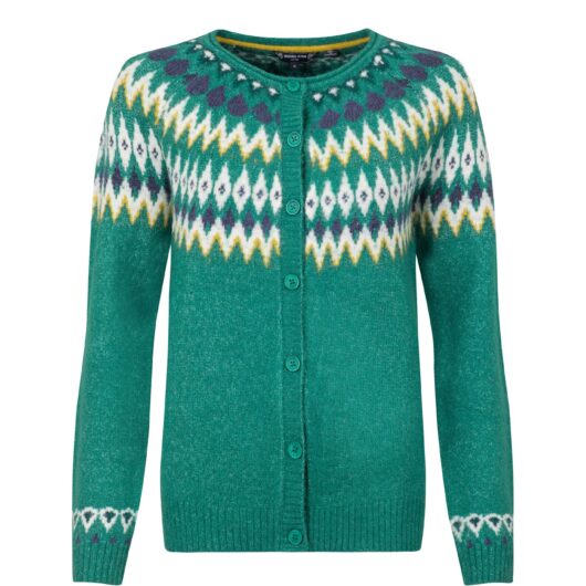 Weird Fish Hatty Fair Isle Cardigan Green Ivy Size 12