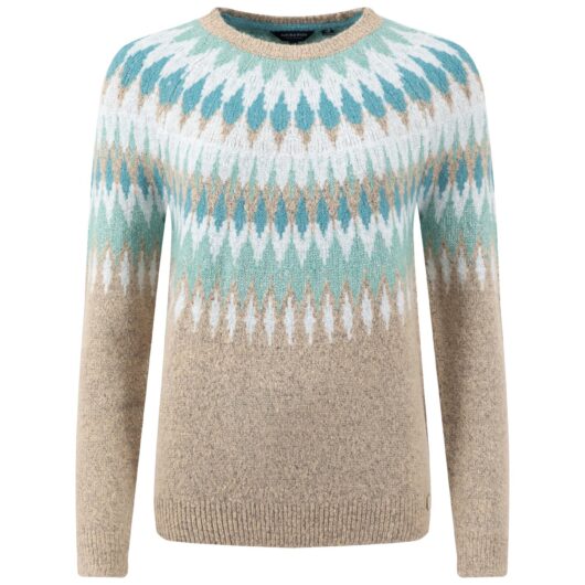 Weird Fish Kelli Fair Isle Sparkle Knitted Jumper Chalk Size 10
