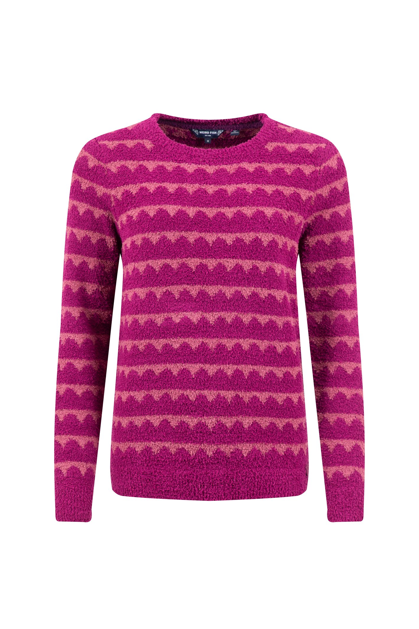 Weird Fish Tyla Cosy Knit Scalloped Jumper Purple Wine Size 10