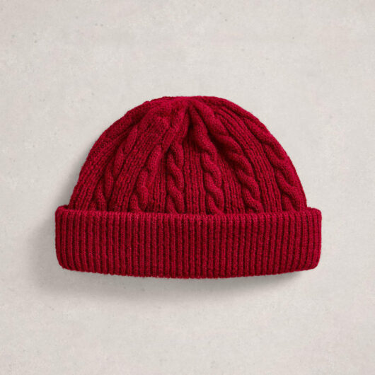 White Stuff Pure Lambswool Fisherman Beanie Hat Orange