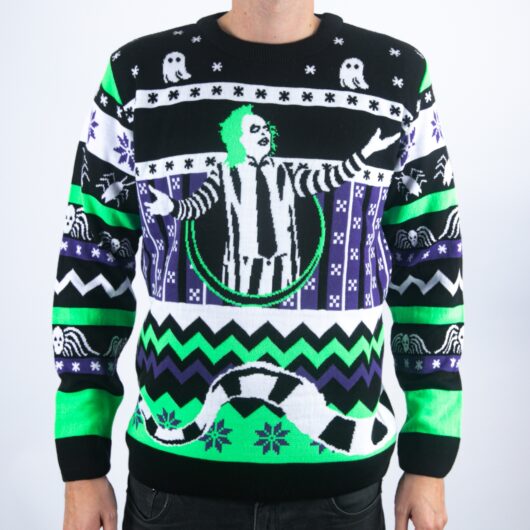 Beetlejuice It's Snow Time Knitted Christmas Jumper - S
