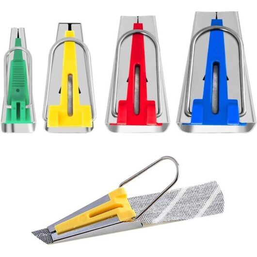 Bias Binding Machine, Sewing Bias Binding, Various Size Fabric Strips for Making Bias Binding, Widths 6mm, 12mm, 18mm, 25mm (Pack of 4)