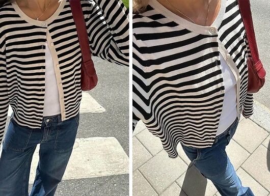 Black & White Striped Knit Cardigan - 4 Sizes!