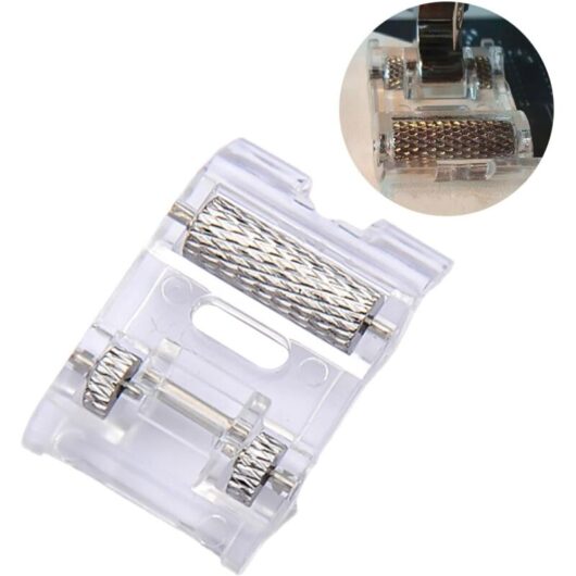 CCYKXA 2PCS Sewing Machine Presser Foot Kit, Non-Stick Teflon Roller Presser Foot, Multifunctional Transparent Sewing Presser Foot Compatible with
