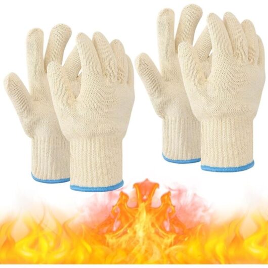 CCYKXA Anti-Scald Kitchen Glove, Oven Glove, Heat Resistant, Barbecue Glove, Indoor and Outdoor, Thick Knitted Cotton for Oven, Air Fryer, High