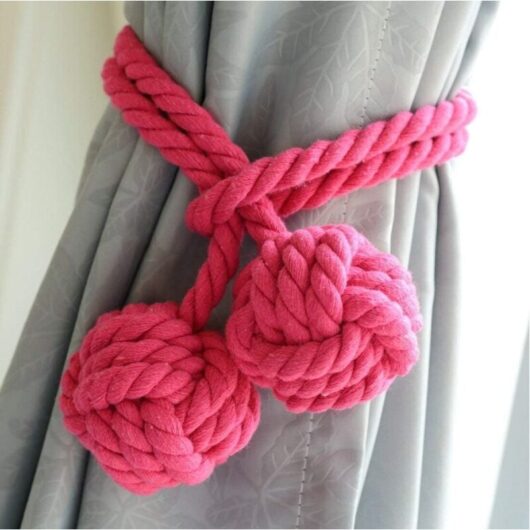 CCYKXA Pairs of Knitted Pom-Pom Curtain Tiebacks, Curtain Rope Clips/Bows, Decorative Double Braided Balls, Cotton Rope Curtain Tiebacks, Curtain