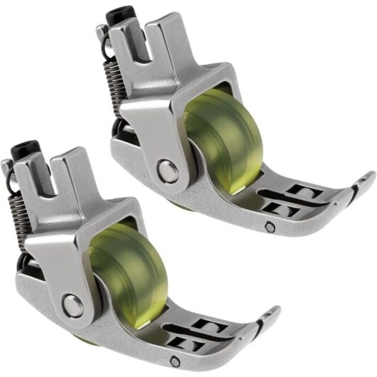 CCYKXA Set of 2 Rubber Wheel Presser Feet with 3 Rollers, Replacement Part for Narrow Wheel Presser Foot, Suitable for Most Industrial Sewing