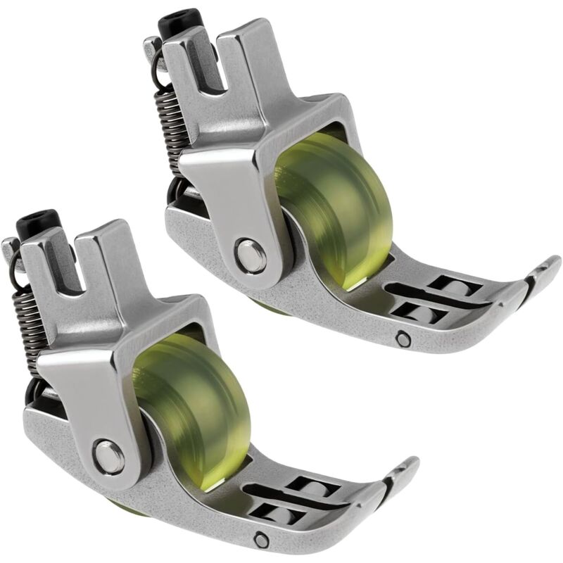 CCYKXA Set of 2 Rubber Wheel Presser Feet with 3 Rollers, Replacement Part for Narrow Wheel Presser Foot, Suitable for Most Industrial Sewing