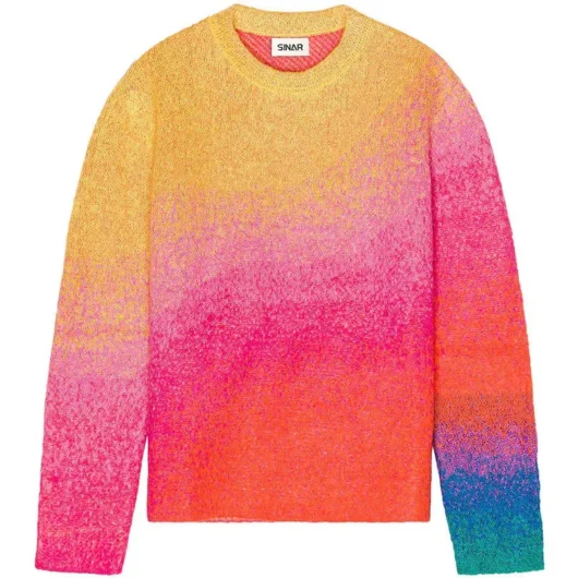 Custom LOGO OEM Men Mohair Sweater Winter Gradient Jacquard Pattern Knitted Jumper Design Pullover Knitwear Custom Knit Sweater