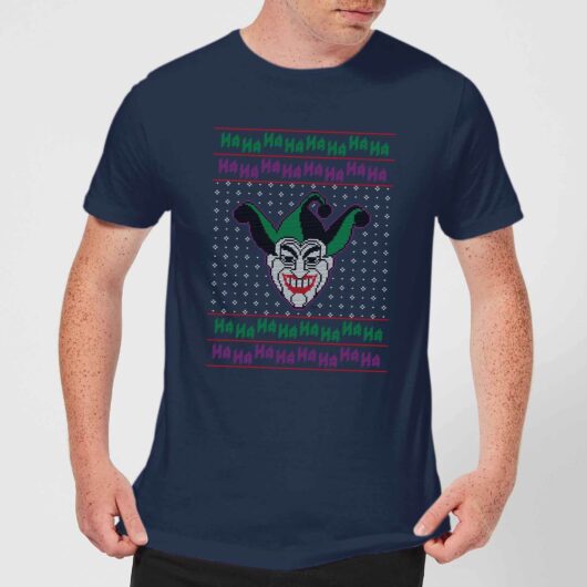 DC Joker Knit Men's Christmas T-Shirt - Navy - S