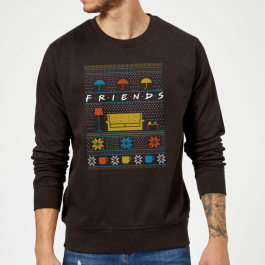 Friends Sofa Knit Christmas Jumper - Black - S