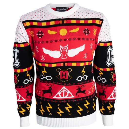 Harry Potter Hogwarts Christmas Knitted Jumper - Red - M