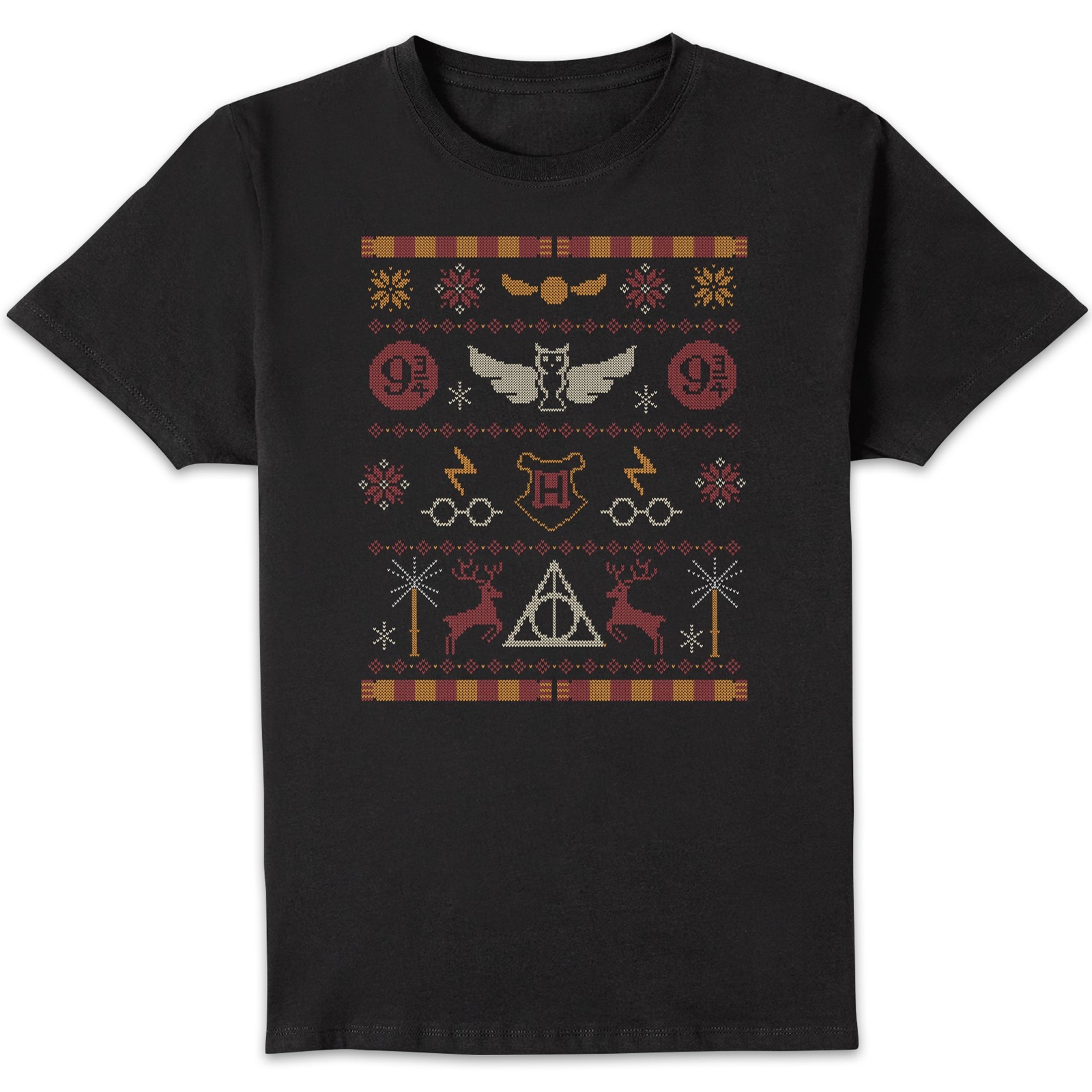 Harry Potter Knit Men's Christmas T-Shirt - Black - S