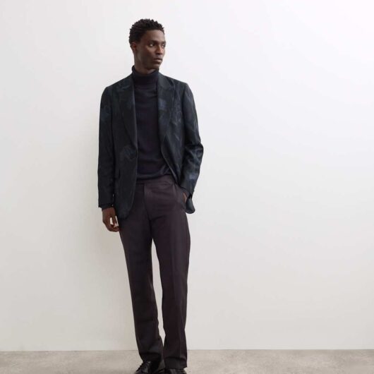 JAEGER Extra Fine Merino Roll Neck Jumper with Silk Black