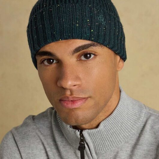 Joules Knitted Beanie Hat with Wool Dark Blue