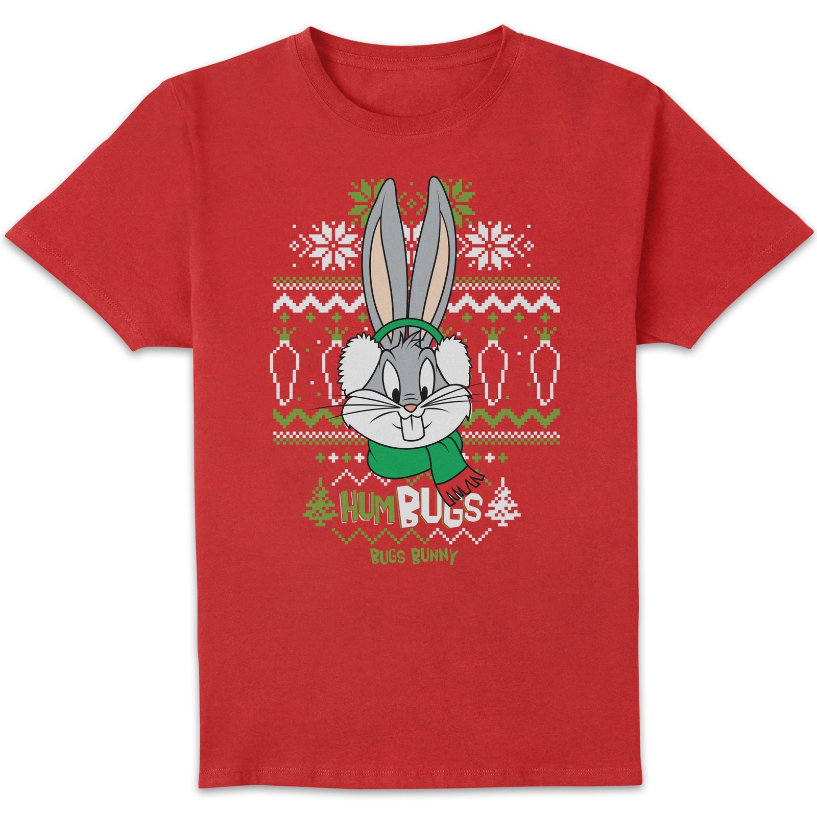 Looney Tunes Bugs Bunny Knit Men's Christmas T-Shirt - Red - S