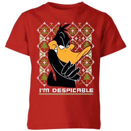 Looney Tunes Daffy Duck Knit Kids' Christmas T-Shirt - Red - 3-4 Years