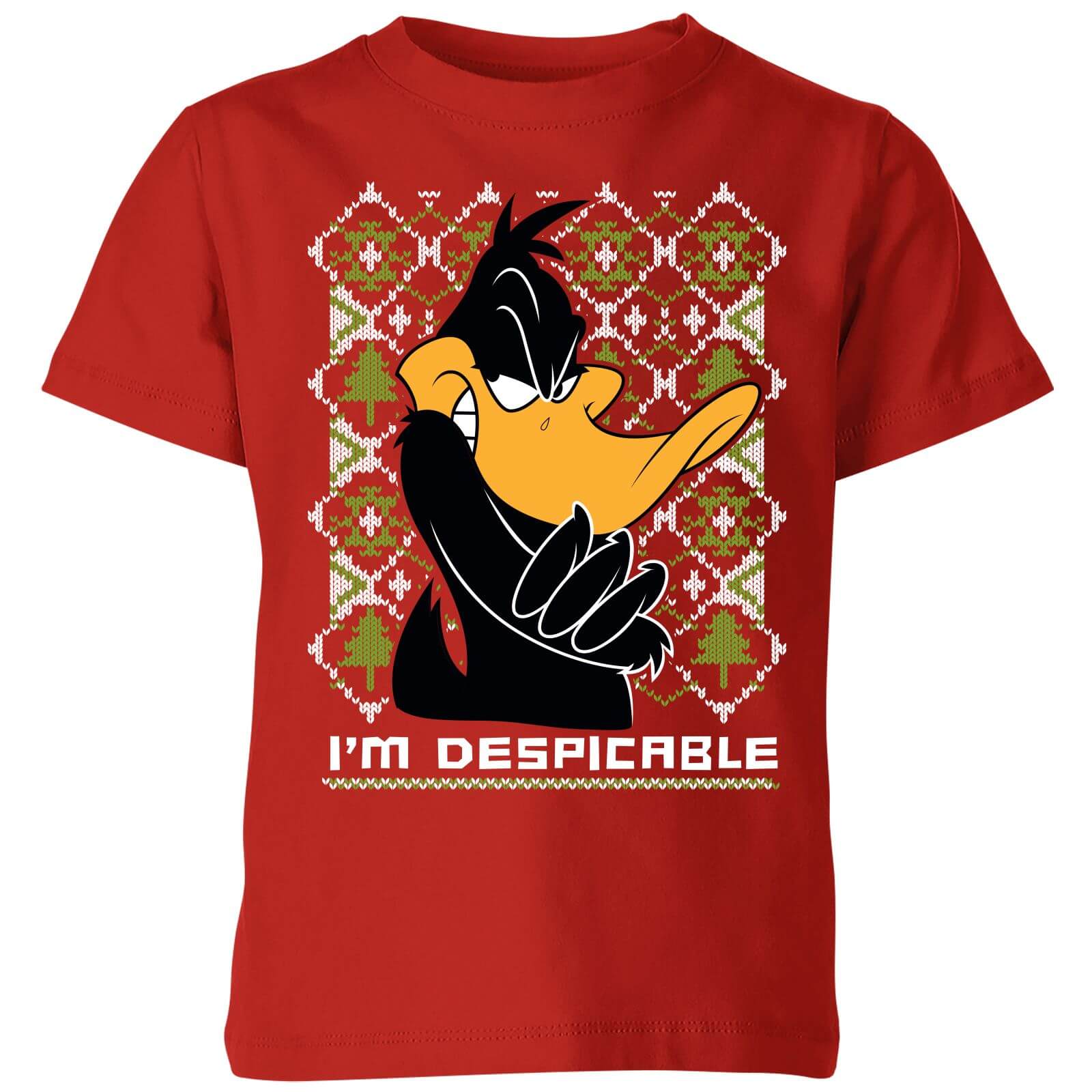 Looney Tunes Daffy Duck Knit Kids' Christmas T-Shirt - Red - 3-4 Years