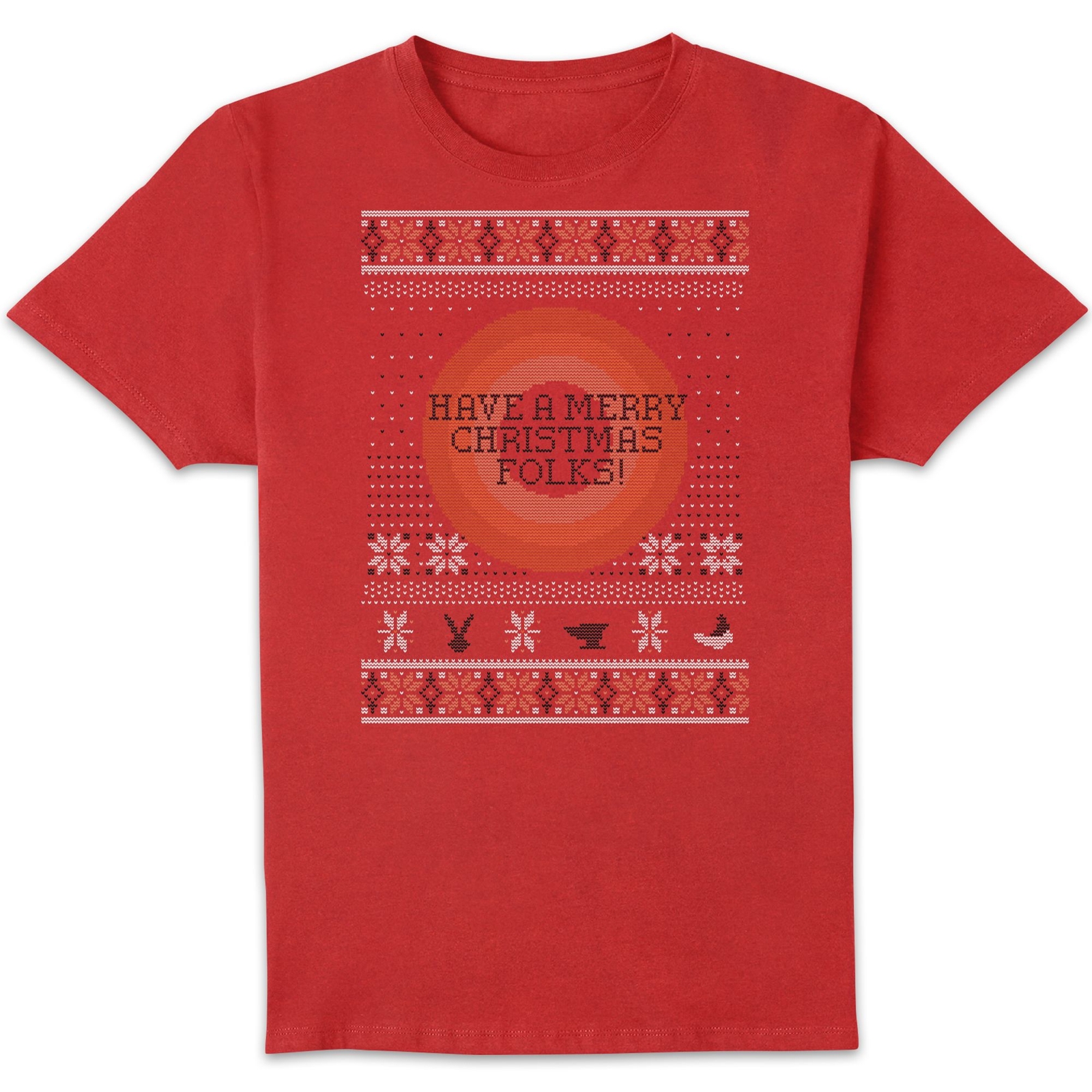 Looney Tunes Knit Men's Christmas T-Shirt - Red - S