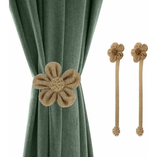 Magnetic Curtain Tiebacks, 2 Pieces Simple and Elegant Sunflower Decorative Knitted Cord Curtain Accessories for Decorating Living Spaces and Offices