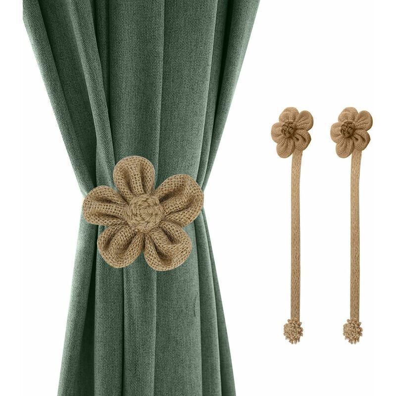 Magnetic Curtain Tiebacks, 2 Pieces Simple and Elegant Sunflower Decorative Knitted Cord Curtain Accessories for Decorating Living Spaces and Offices
