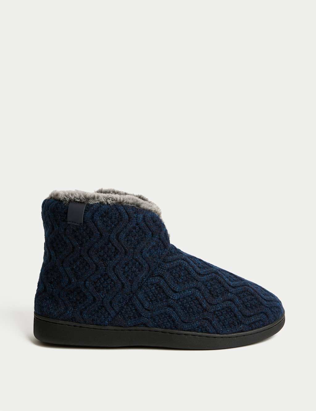 M&S Knitted Slipper Boots with Freshfeet™ Navy