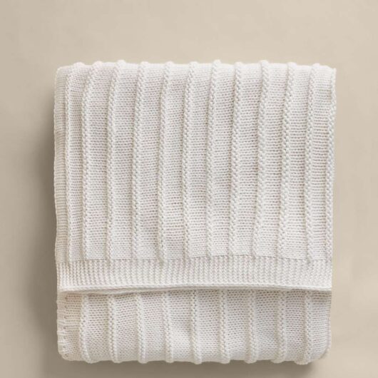 M&S Ribbed Knitted Throw Ecru