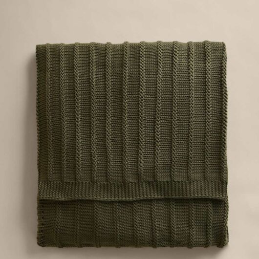 M&S Ribbed Knitted Throw Green
