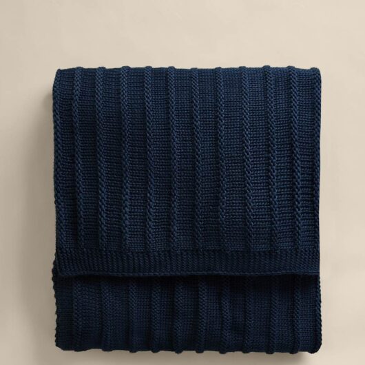 M&S Ribbed Knitted Throw Navy