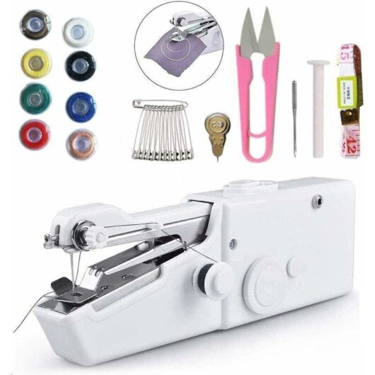 Mini portable electric sewing machine with sewing accessories for fabric...