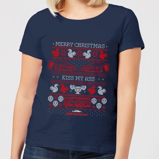 National Lampoon Merry Christmas Knit Women's Christmas T-Shirt - Navy - S