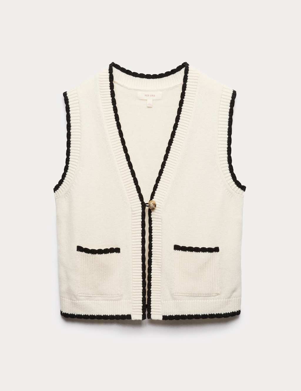 Per Una Scallop Edge Detail Knitted Tabard With Wool Cream Mix