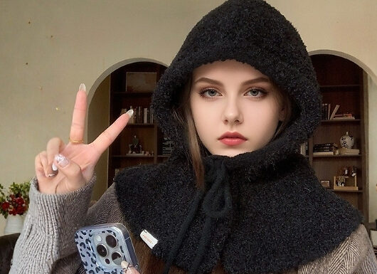 Plush Drawstring Hooded Scarf - 5 Colours!