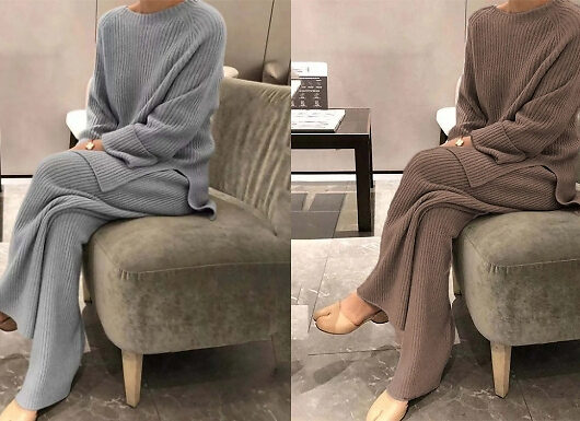 Ribbed Knitted Loungewear Set - 7 Colours & 6 Sizes