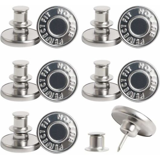 10 Pieces Metal Jeans Buttons DIY No-Sew Removable Jean Pants Buttons for Repairing Clothes, Denim, Jackets, Skirts, Plain Metal